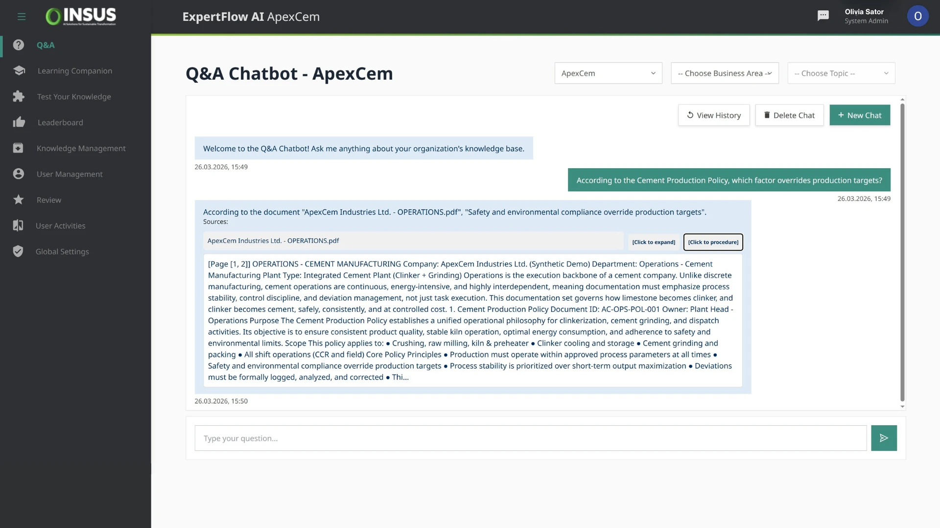 ExpertFlow AI knowledge interface in an industrial setting