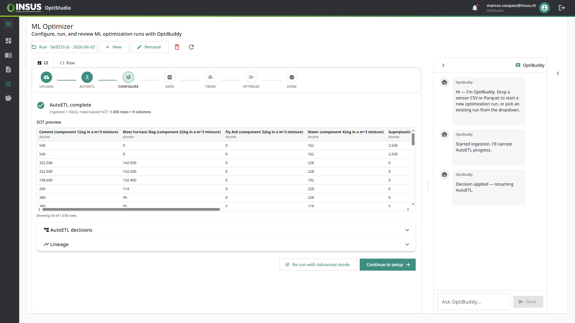 OptiStudio data foundation — materialized source of truth